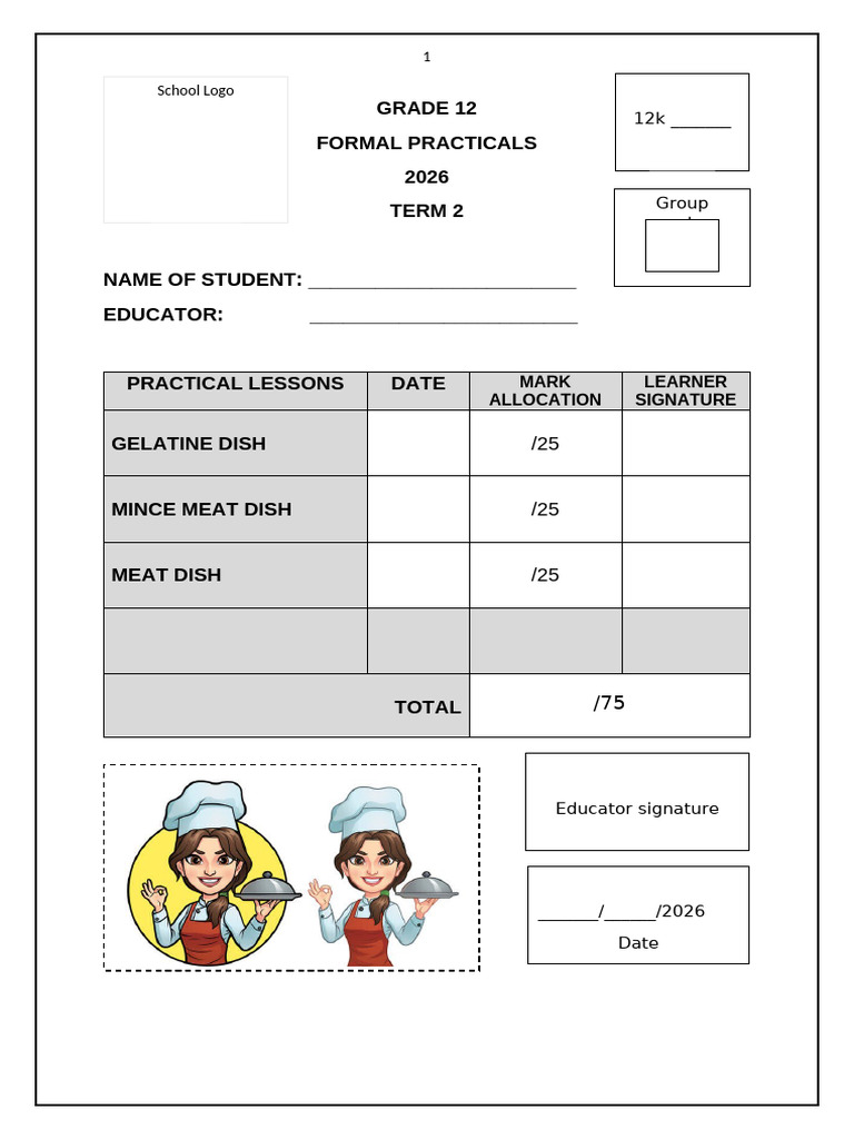 Grade 12 Term 2 Formal Practical Booklet - 2026 | PDF | Breads | Dumpling