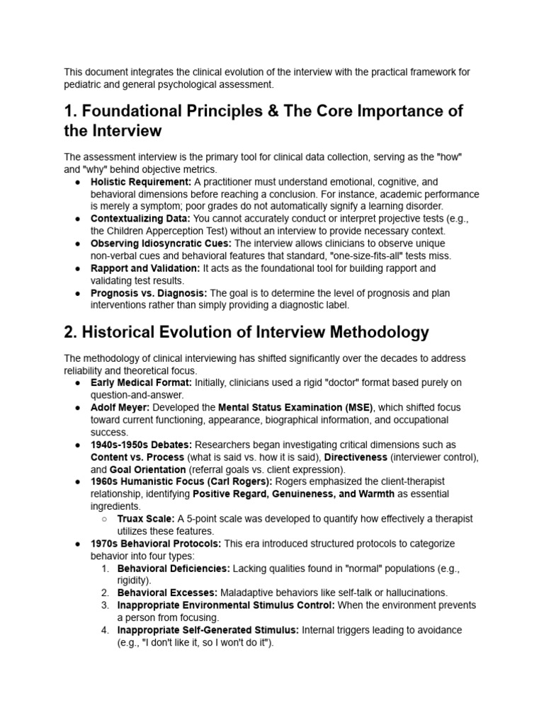 Foundation and principles of interview | PDF | Clinical Psychology ...