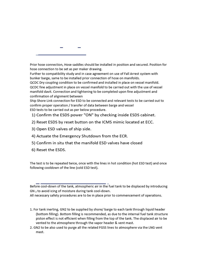 Appendix II 2430 Bunkering Procedure | PDF | Valve | Liquefied Natural Gas