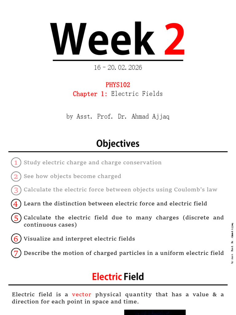 Week 2 Lecture Slides PHYS102 (2) | PDF | Electric Field | Physics