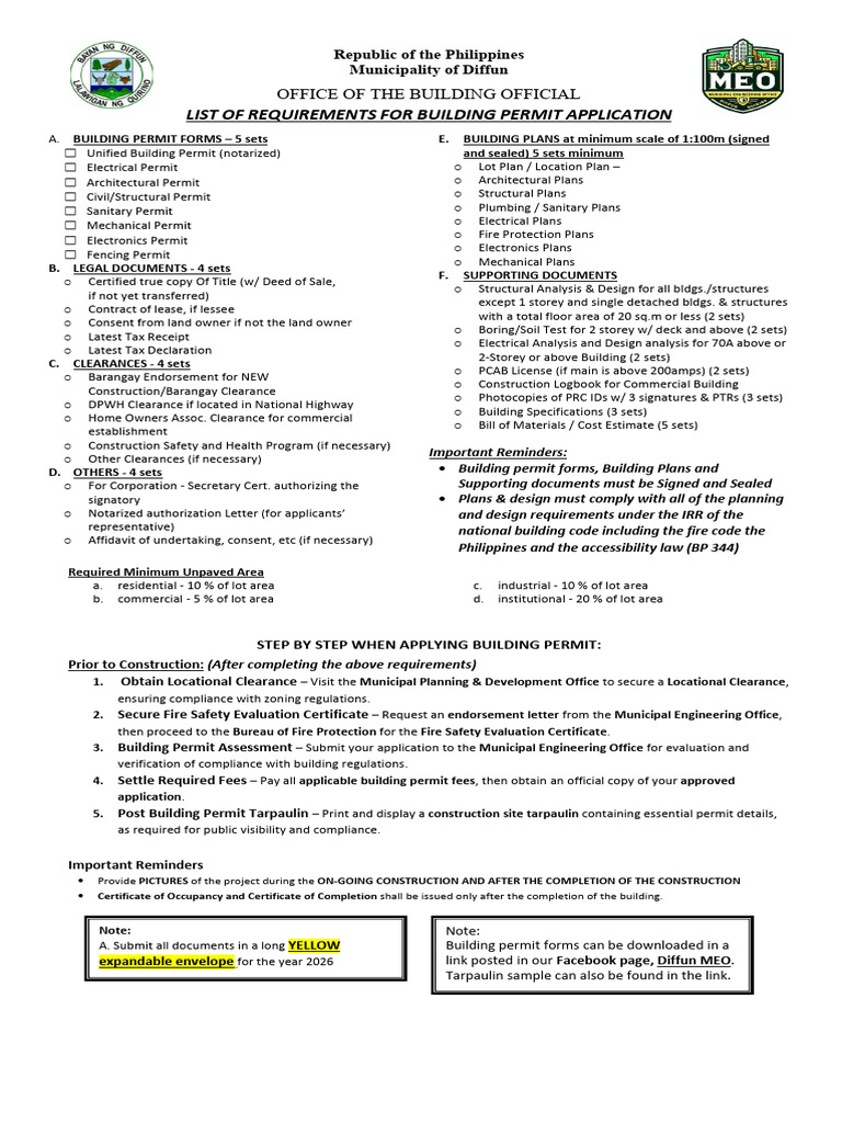 List of Requirements For Building Permit | PDF | Fire Safety | Building ...