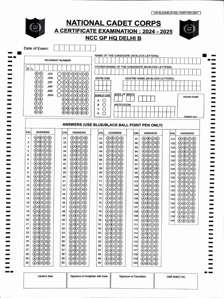 Omr Sheet for Practice | PDF