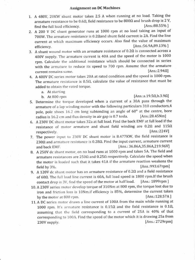 DC Machine Assignment BEE 20260416 0001 | PDF | Electric Motor ...