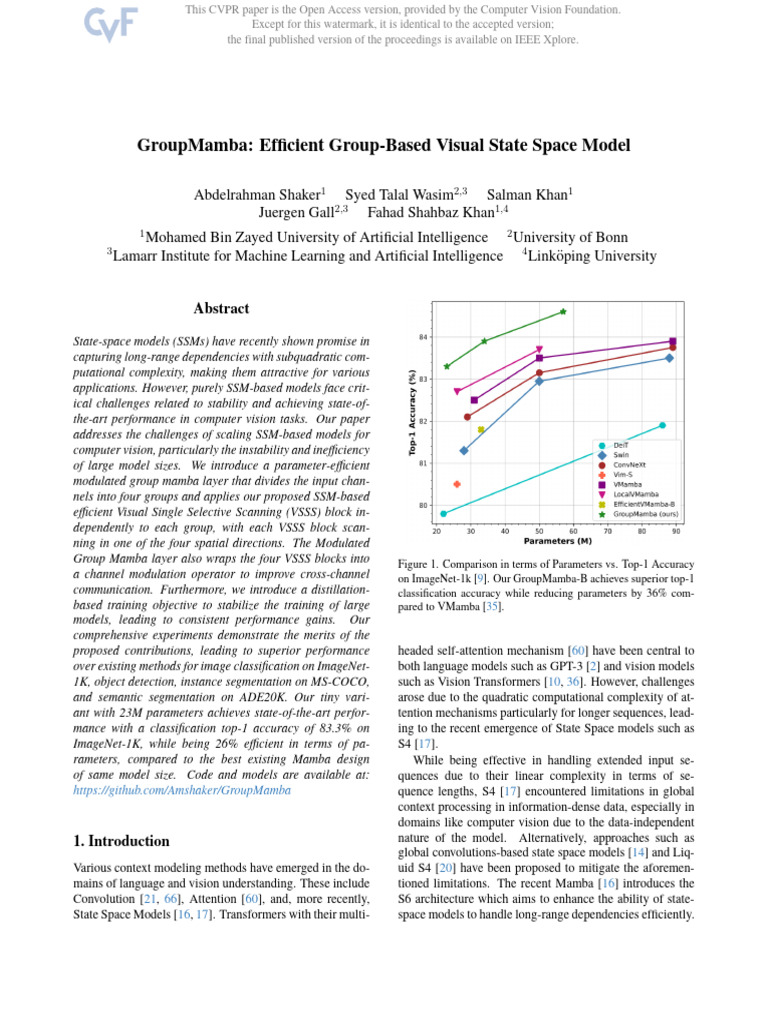 Shaker GroupMamba Efficient Group-Based Visual State Space Model CVPR ...