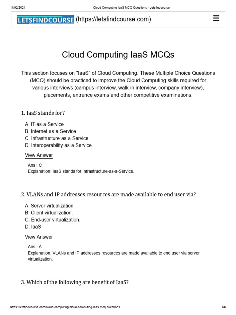 Cloud Computing IaaSCorrig | PDF | Cloud Computing | Virtualization