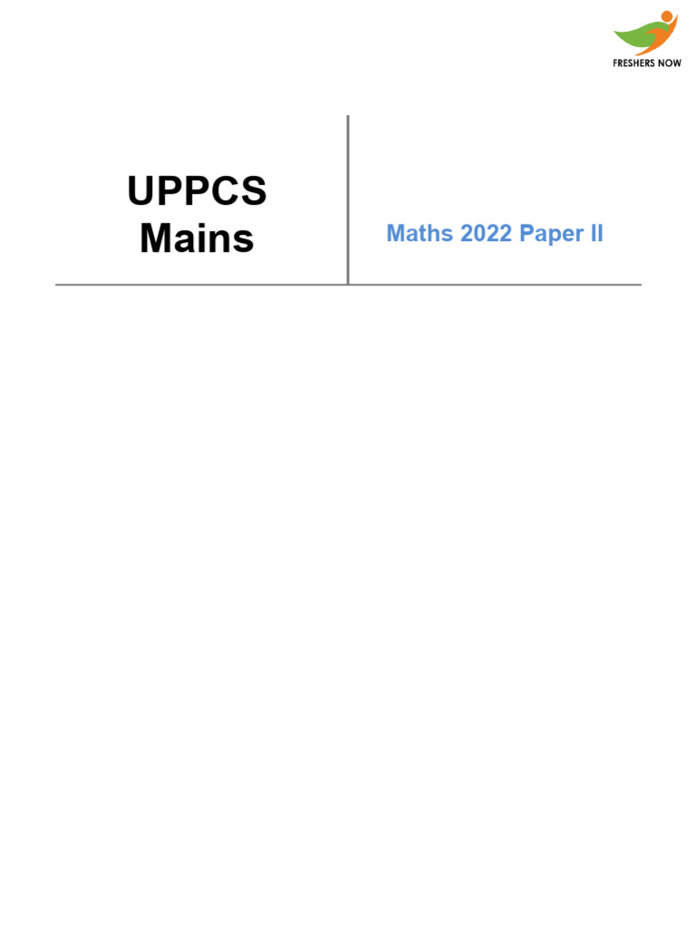 UPPCS Mains 2022 Maths Paper II (English) | PDF