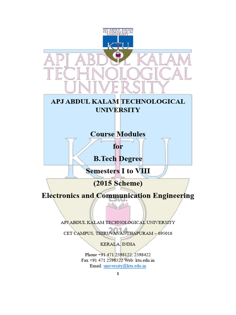 Apj Abdul Kalam Technological University - Course Modules (Sem 1 to 8 ...