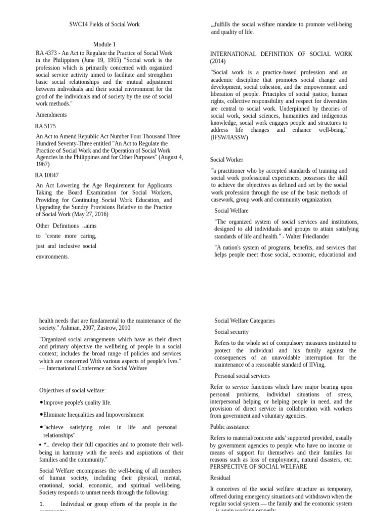 Fields of Social Work Handouts | PDF | Social Work | Child Abuse