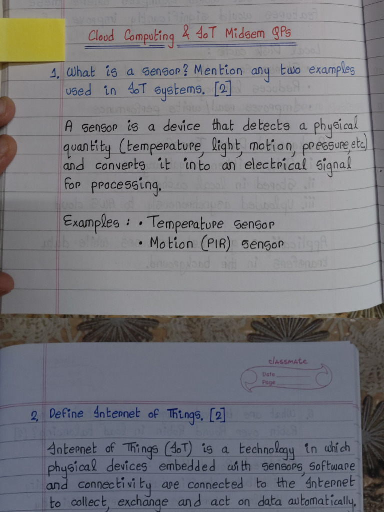 CC & IoT - Midsem 1 QPs Solved | PDF