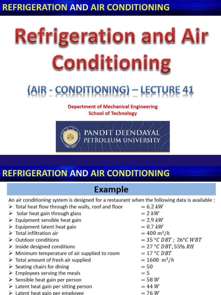 1.0 - [REFRI] Refrigeration - Lecture 41 | PDF | Air Conditioning | Heat