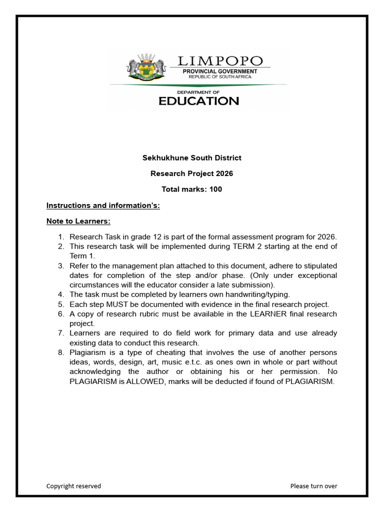 Geography Grade 12 Research Project 2026 | PDF | Science