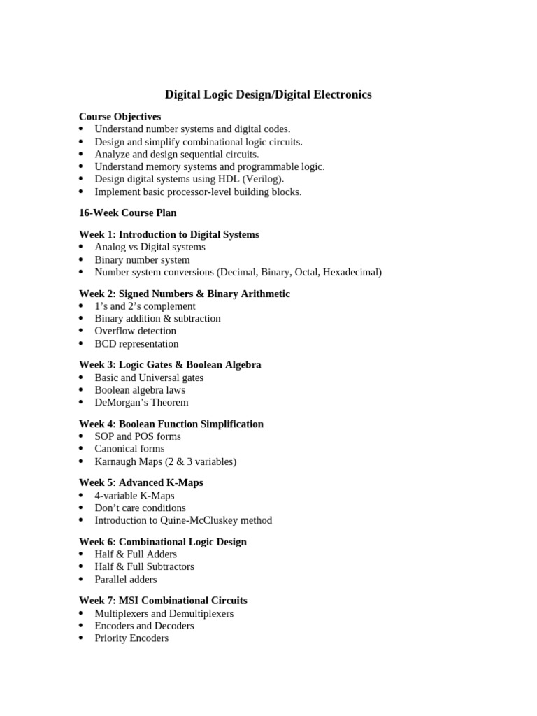 DLD de Course Outline | PDF