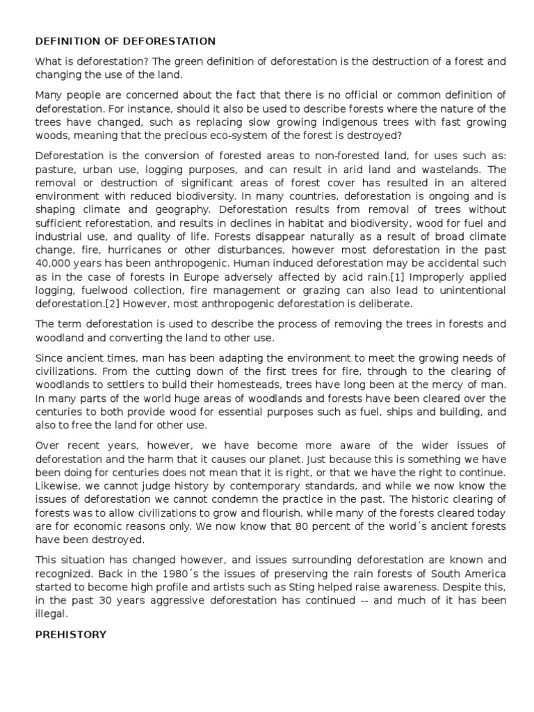 Definition of Deforestation Deforestation Forests