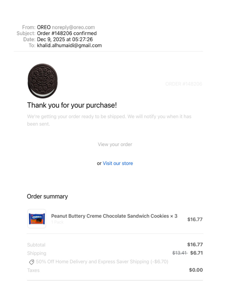 Oreo Order | PDF
