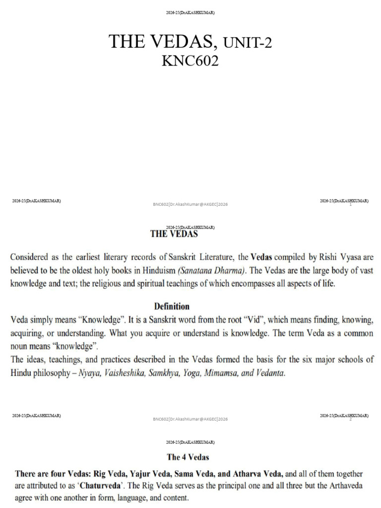 UNIT-2 (B) The Vedas [TYPES & CONCEPT] | PDF | Religious Faiths ...