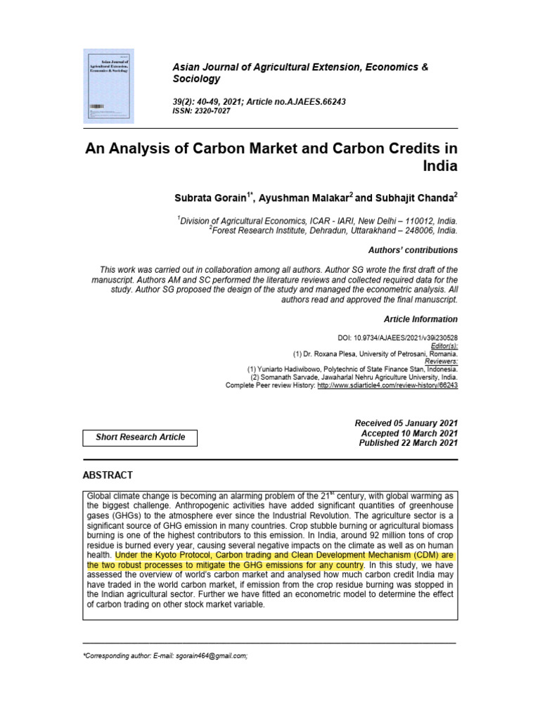 Carbon Credits and Trading - Copy | PDF | Kyoto Protocol | Clean ...
