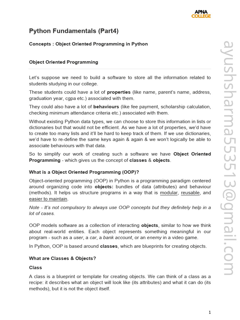 Python Fundamentals Part4 | PDF | Object Oriented Programming | Programming