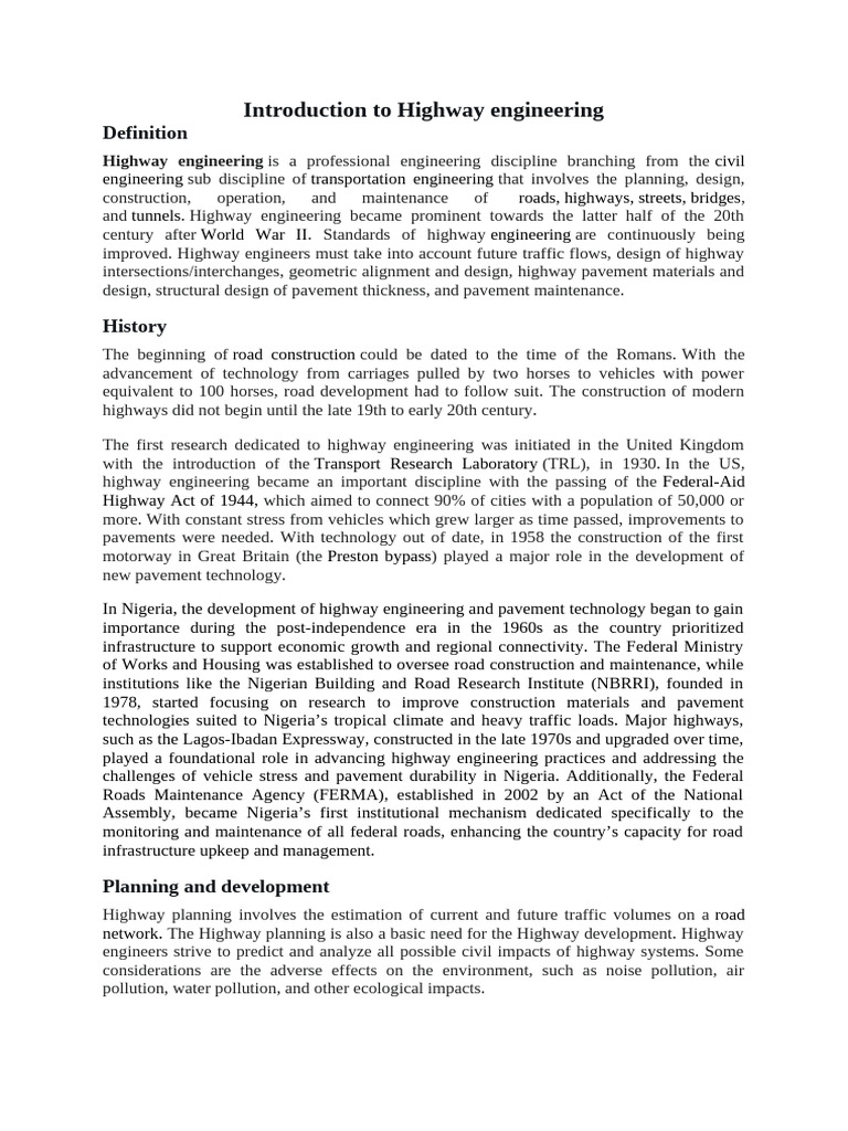 Introduction to Highway engineering | PDF | Road Surface | Civil ...