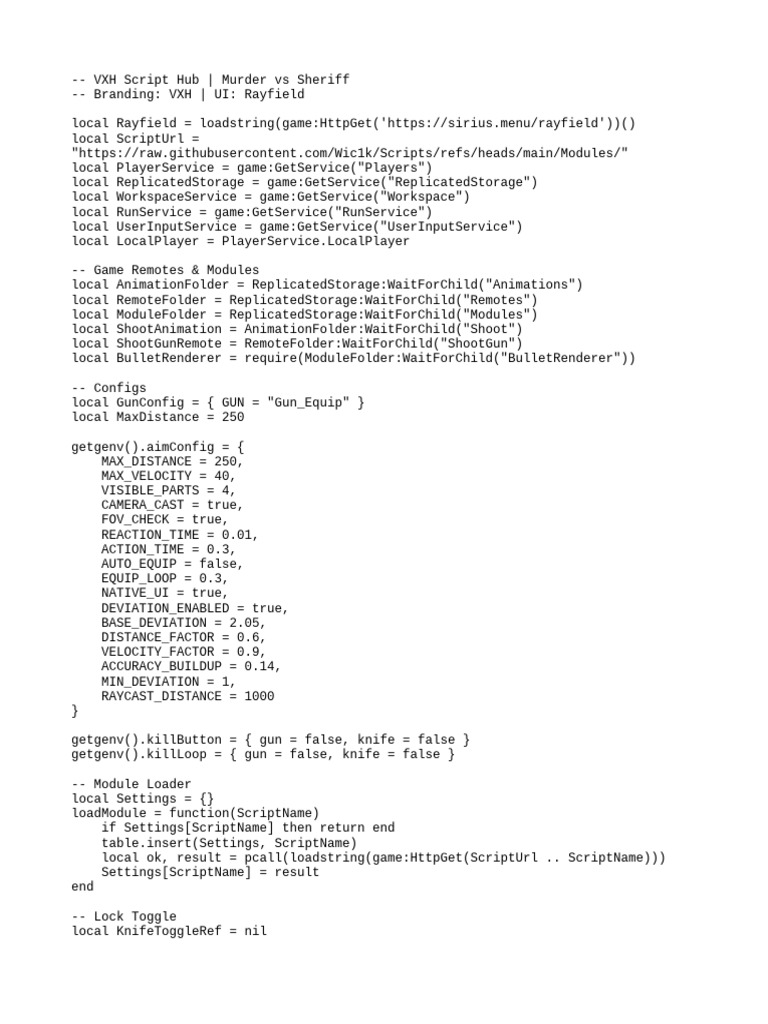 VXH MurderVsSheriff.lua | PDF | Object Oriented Programming | Computer ...