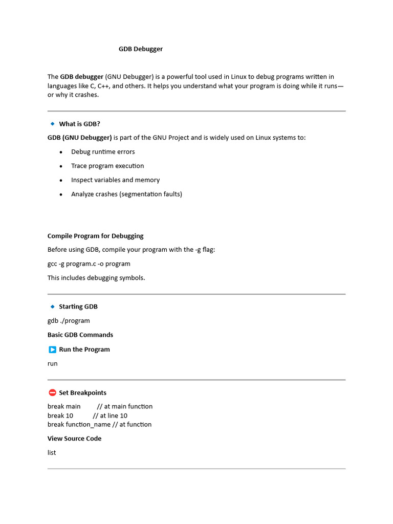 GDB Debugger | PDF