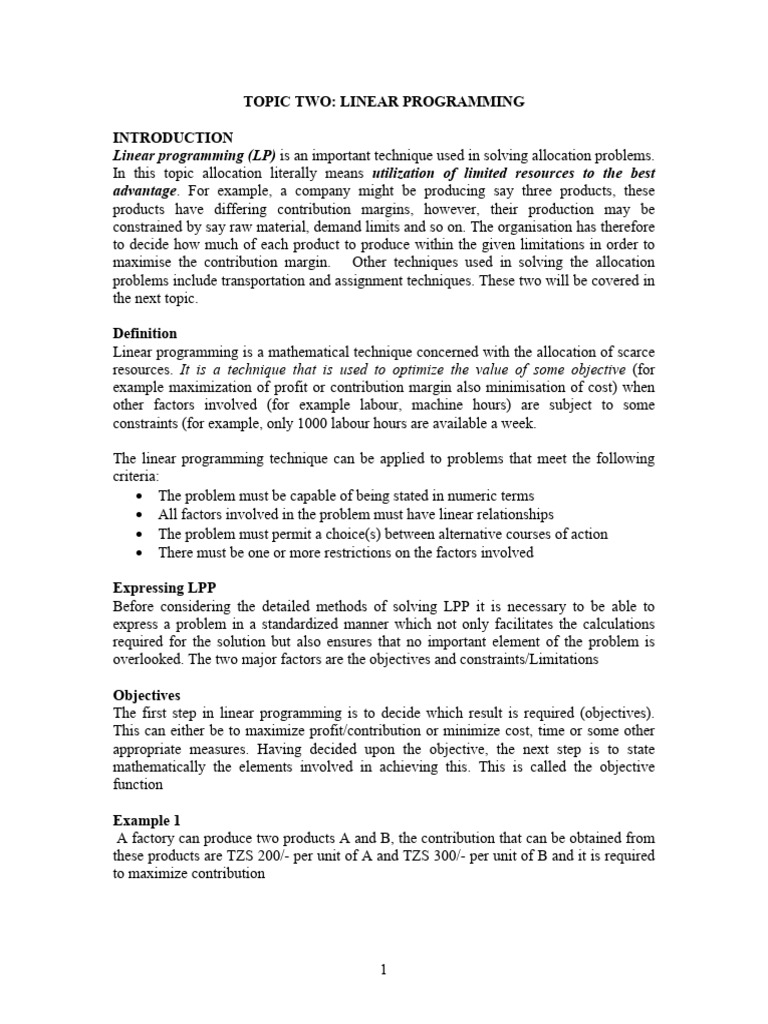 Operations Research Notes | PDF | Linear Programming | Mathematical ...