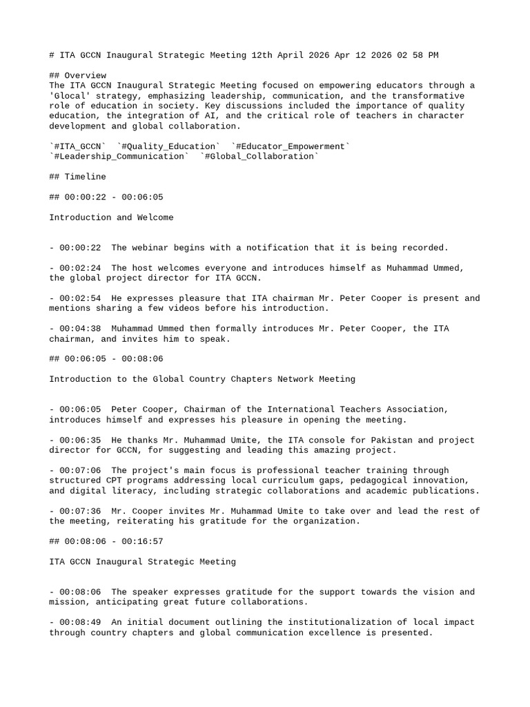 ITA GCCN Inaugural Strategic Meeting 12th April 2026 Apr 12 2026 02 58 ...