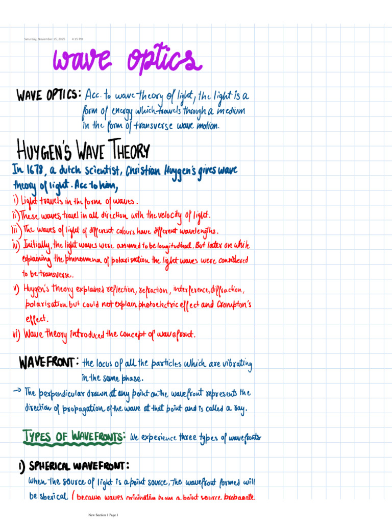 Wave Optics Notes_compressed | PDF