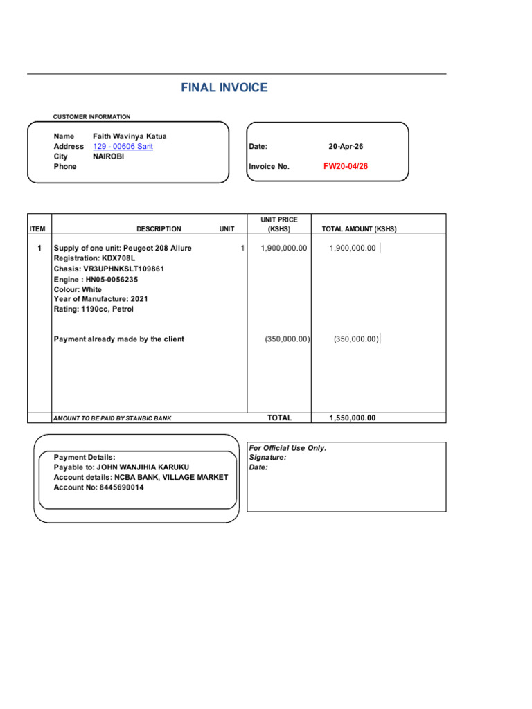 Faith Final Invoice | PDF