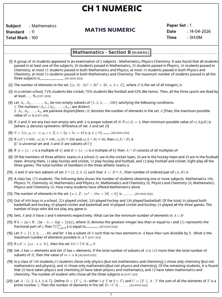 Maths Numeric 1078001 1 1776184989 | PDF | Empty Set | Numbers