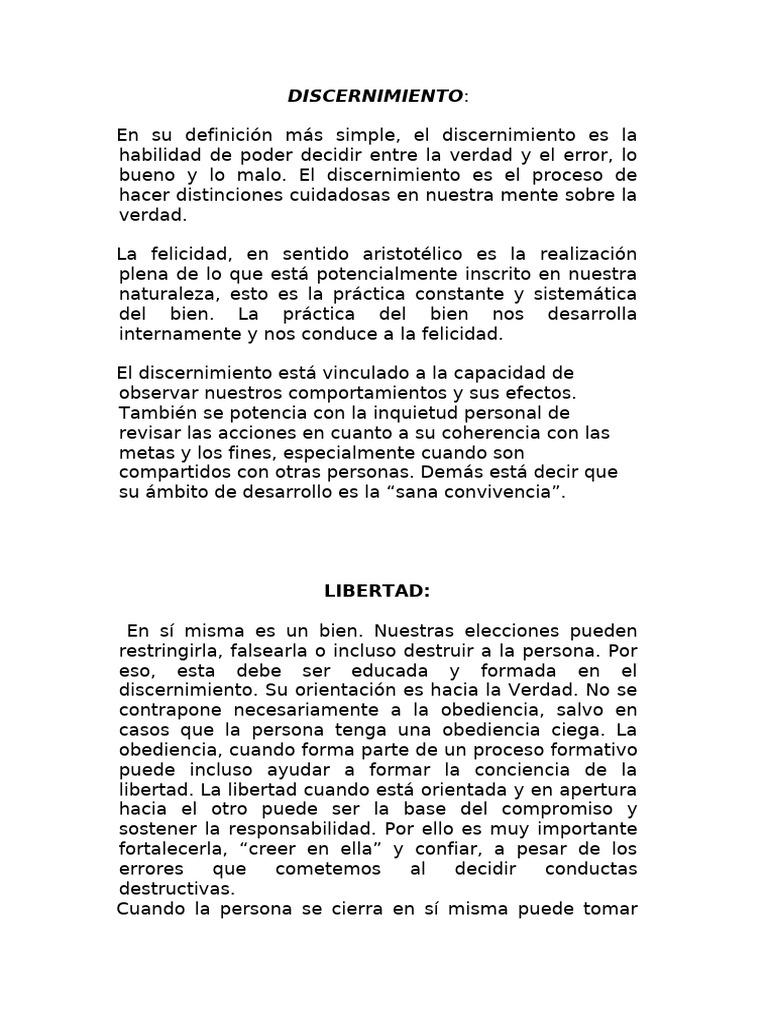 DISCERNIMIENTO | PDF | Verdad | Felicidad