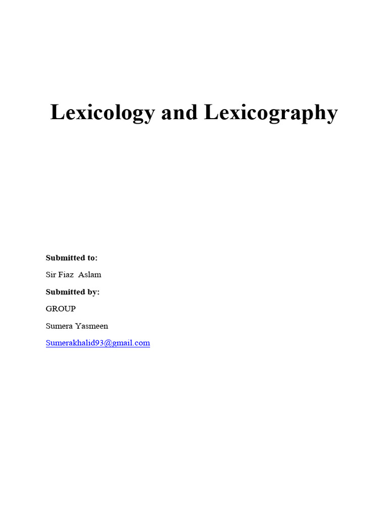 lexicology_and_lexicography | PDF | Lexicology | Lexicography