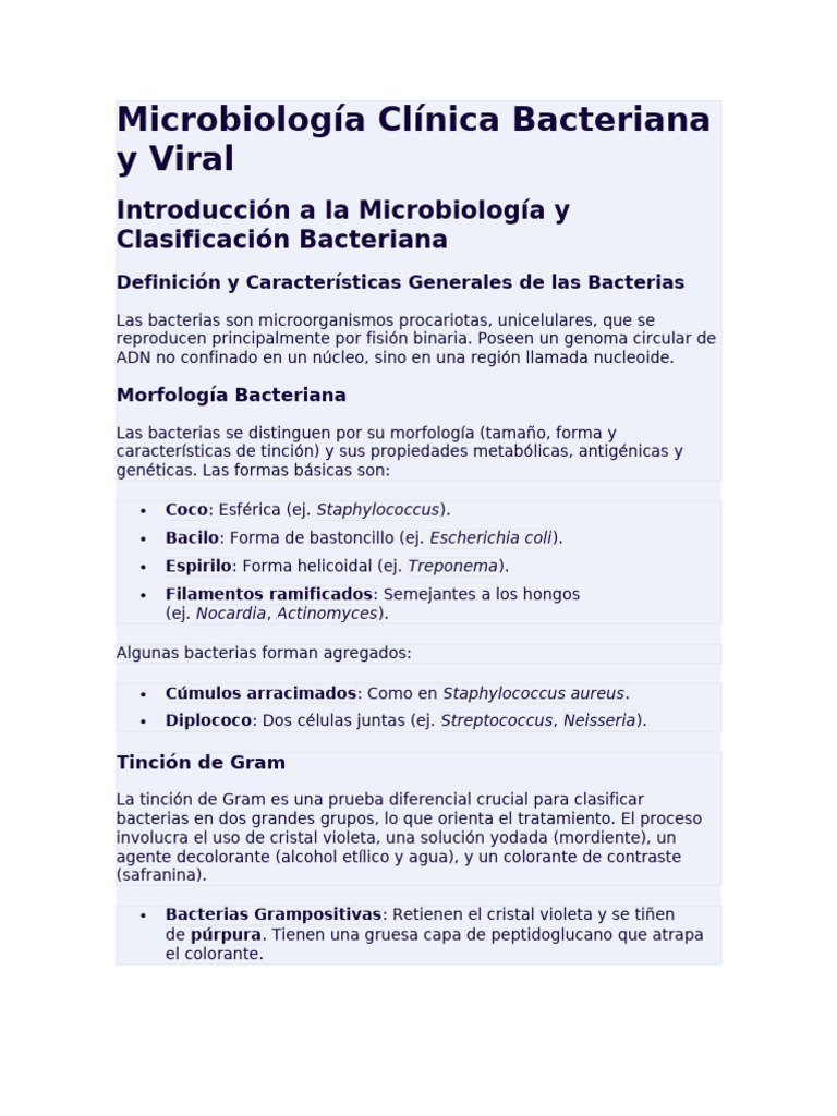 MicrobiologÃ A ClÃ Nica Bacteriana y Viral | PDF | Virus | Las bacterias