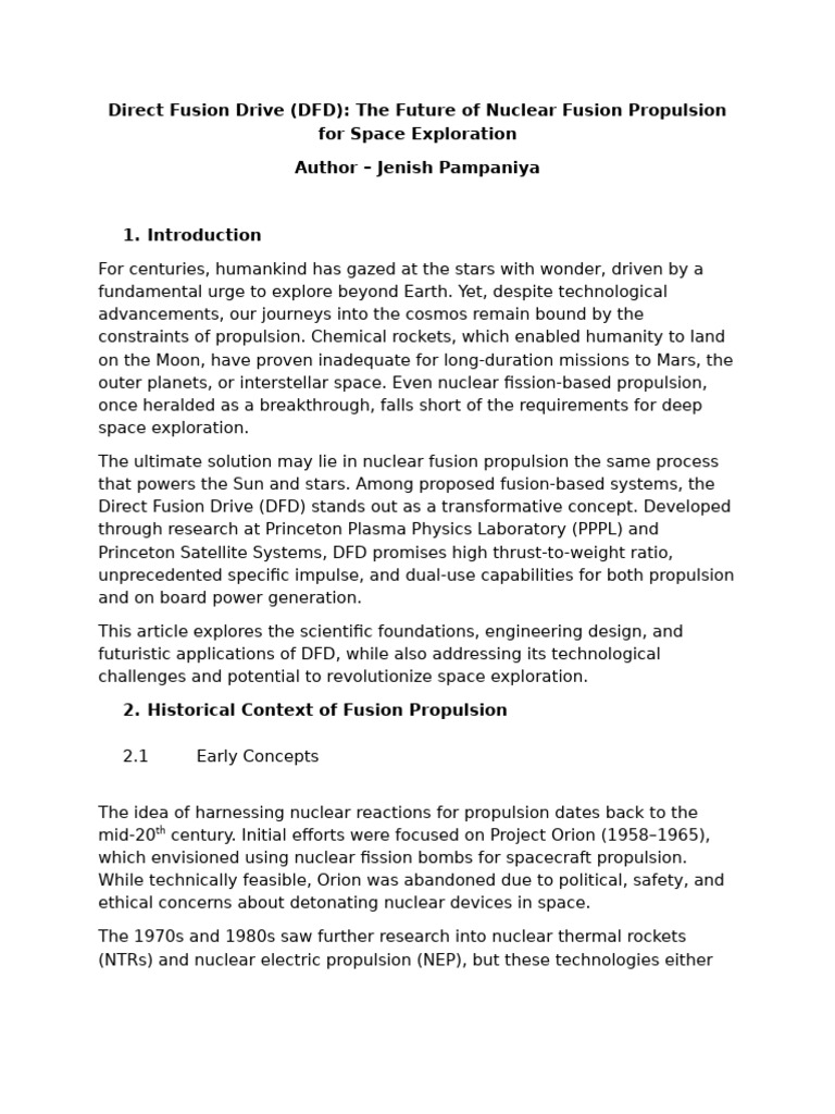 DFD The Future of Nuclear Powered Space Exploration | PDF | Nuclear ...