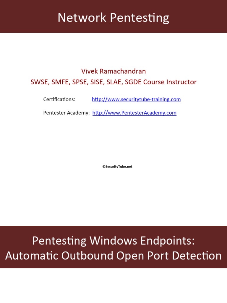 016 Pentesting Windows Endpoints Automatic Outbound Open Port | PDF