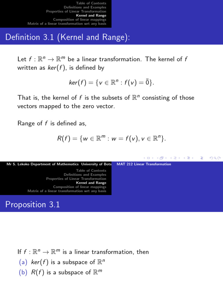 MAT 212 Linear Transformation-2 | PDF | Linear Map | Linear Subspace