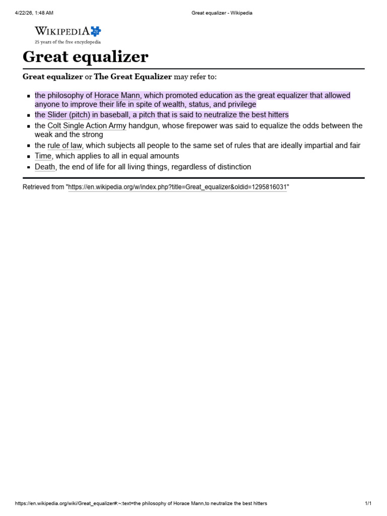Great Equalizer - Wikipedia | PDF