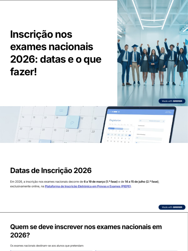 Inscricao Nos Exames Nacionais 2026 Datas e o Que Fazer | PDF | Ensino ...