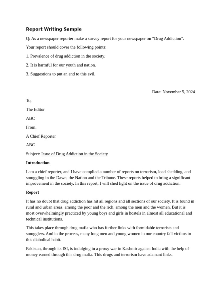 Report Writing Updated Sample | PDF