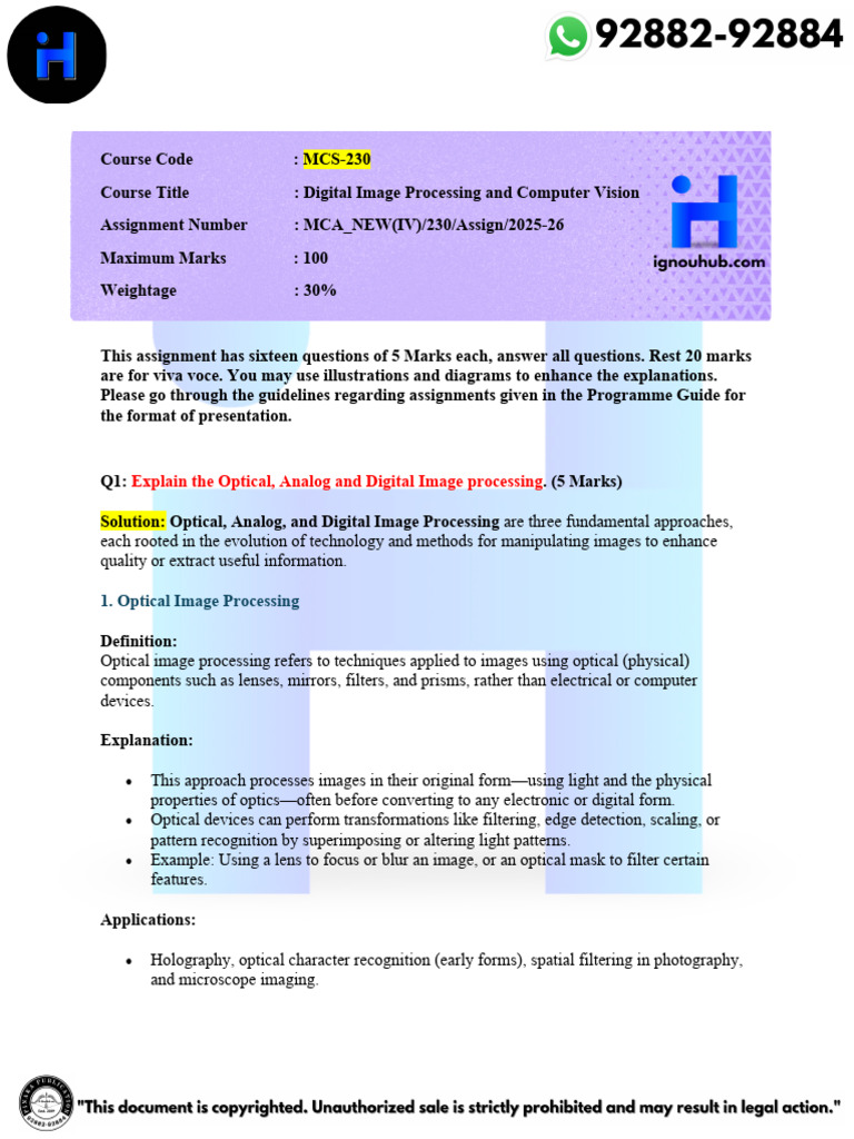 MCS-230 SLD Asn 2025-26 | PDF | Data Compression | Imaging