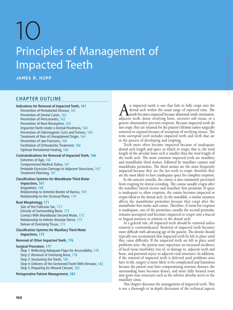 Principles of Management of Impacted Teeth | PDF | Human Tooth | Dental ...
