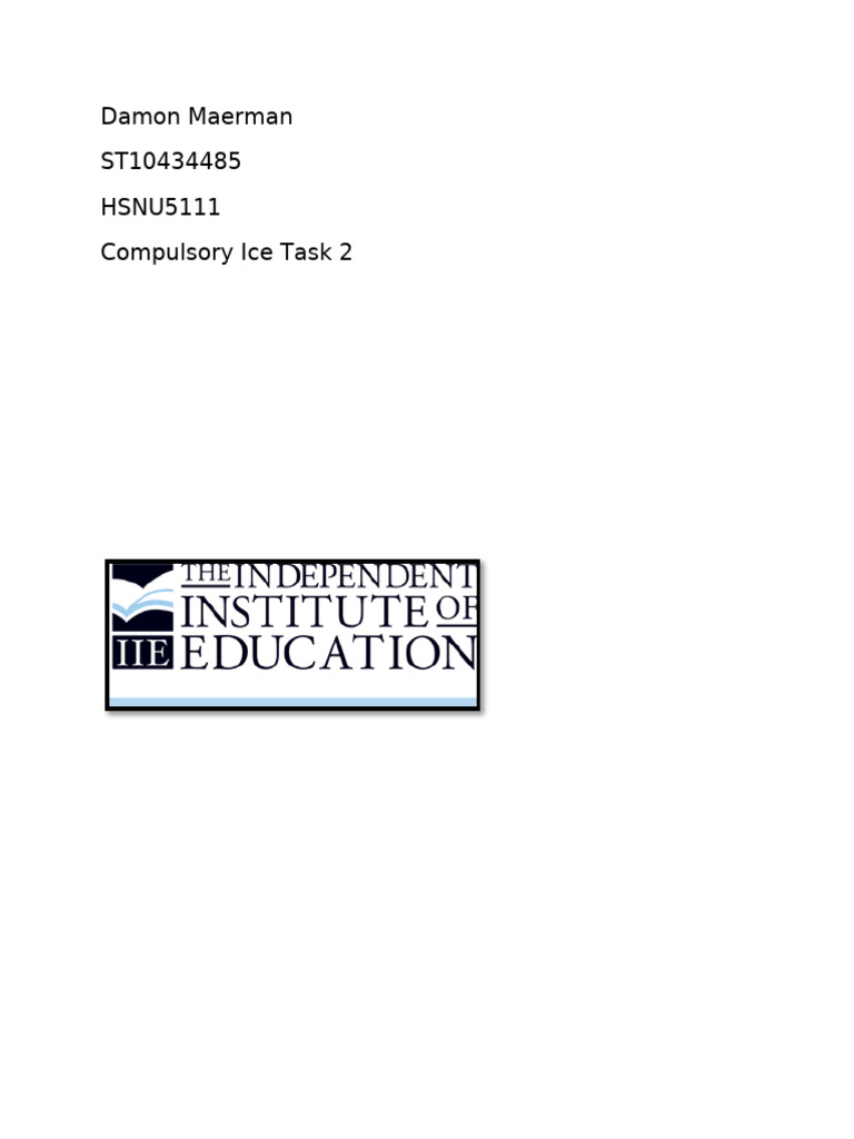 Compulsory Ice Task 2 (HSNU) | PDF | Chronic Condition | Non ...