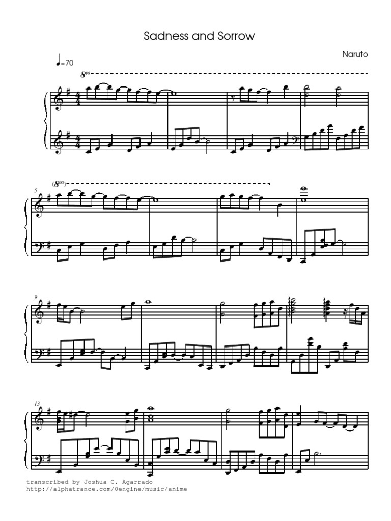 Sadness &amp; Sorrow Piano Partiture