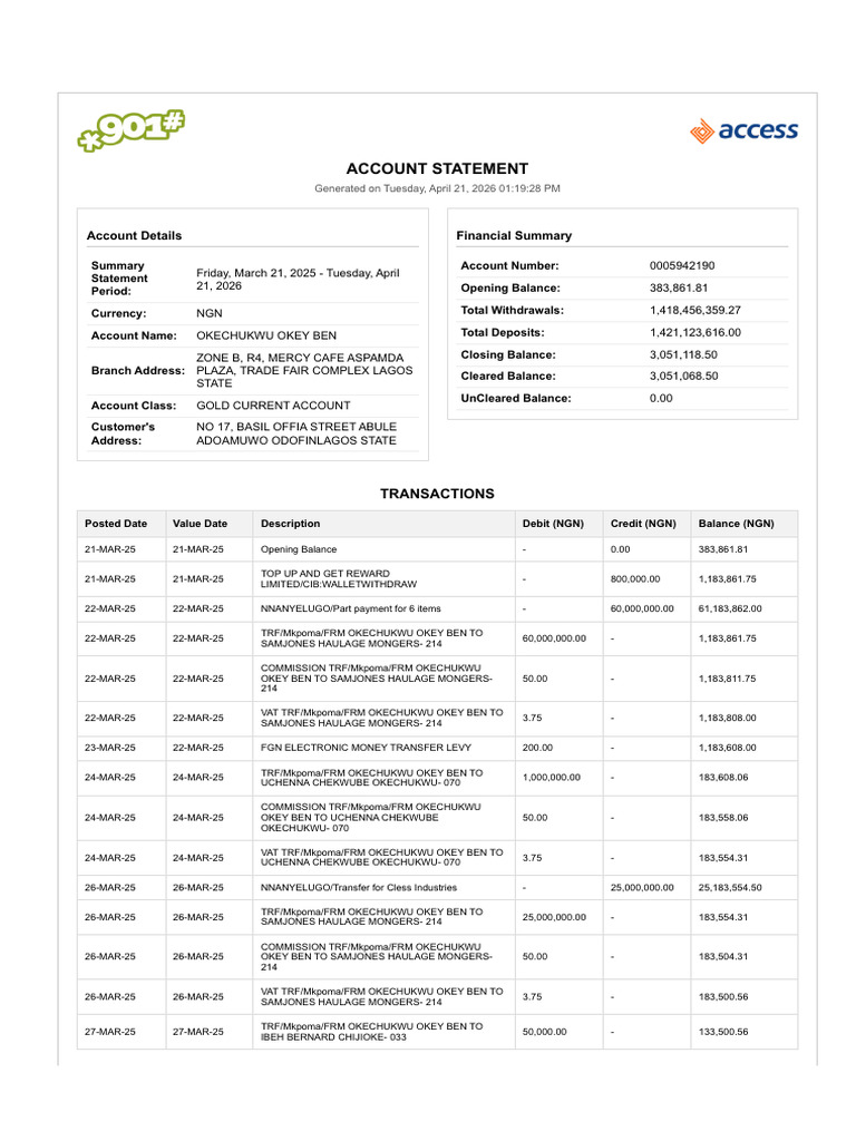 Statement_0005942190_20260421131929 | PDF | Transaction Account | Banking