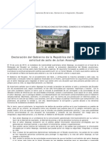 Declaración del Gobierno de la República del Ecuador sobre la solicitud de asilo de Julian Assange