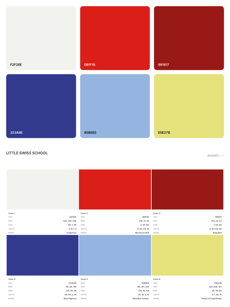 Little Swiss School - Color Palette | PDF | Vision | Computer Graphics