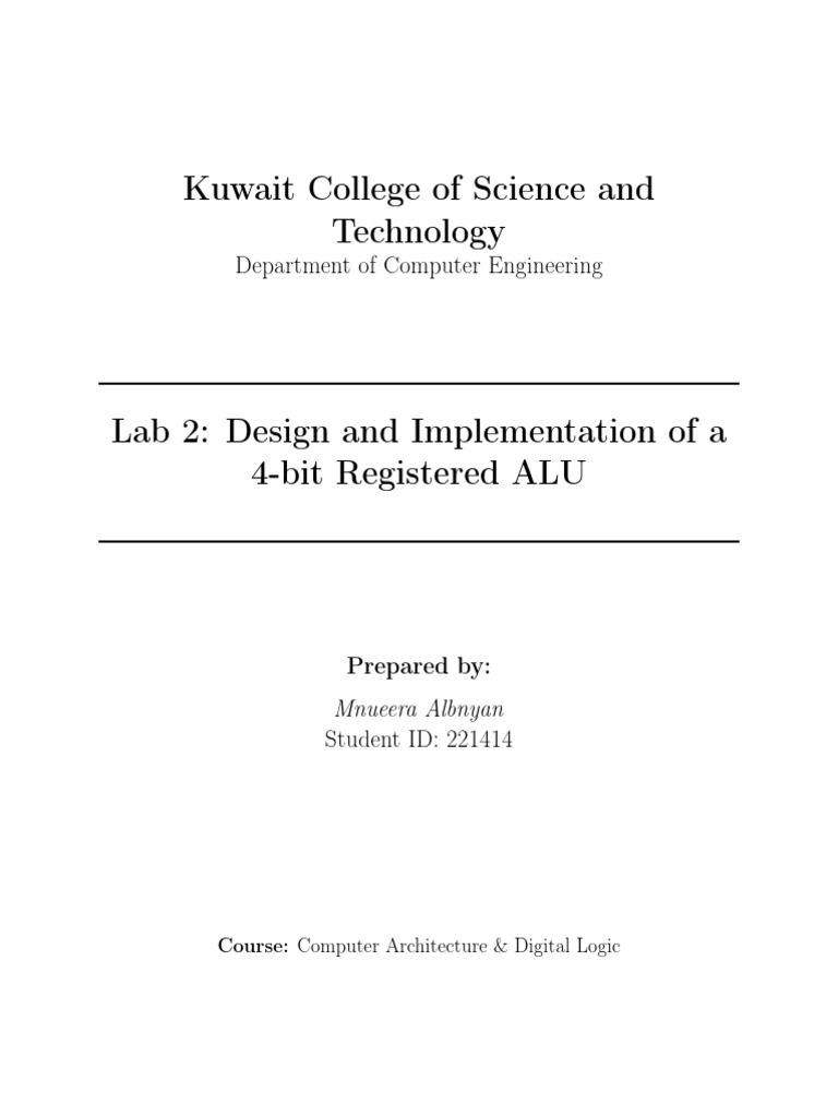 ALU Project Lab 2 | PDF | Logic Gate | Arithmetic