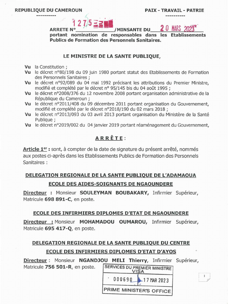 Nominations Minsante 20230320 1275 | PDF