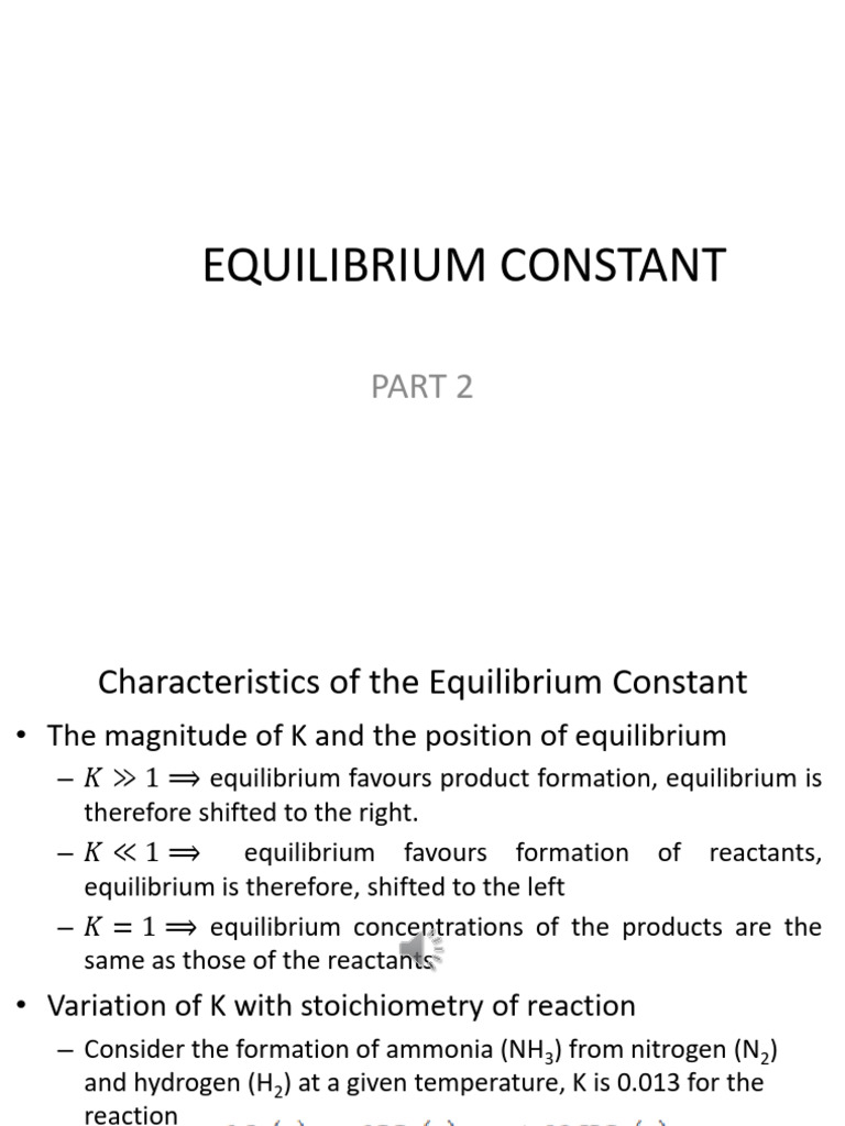 3-Equilibrium Constant 2 | PDF | Chemical Equilibrium | Ammonia