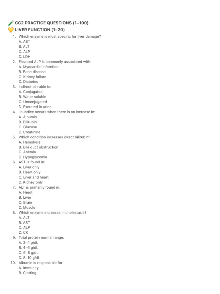 ? Cc2 Practice Questions (1–20) | PDF