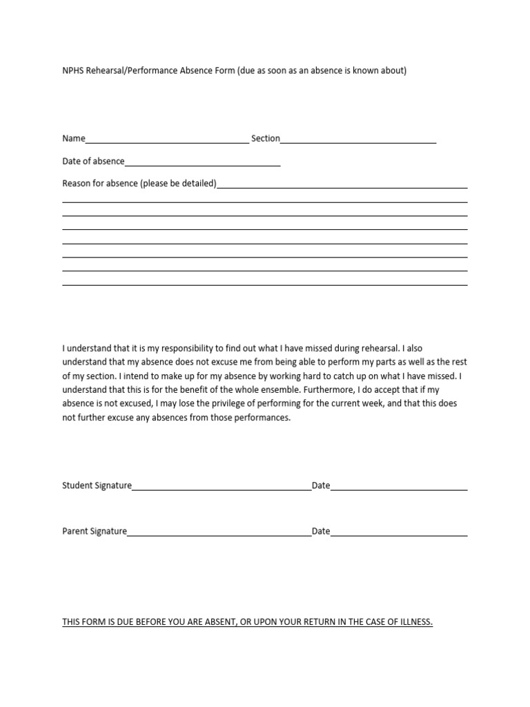 Absence Excuse Form | PDF